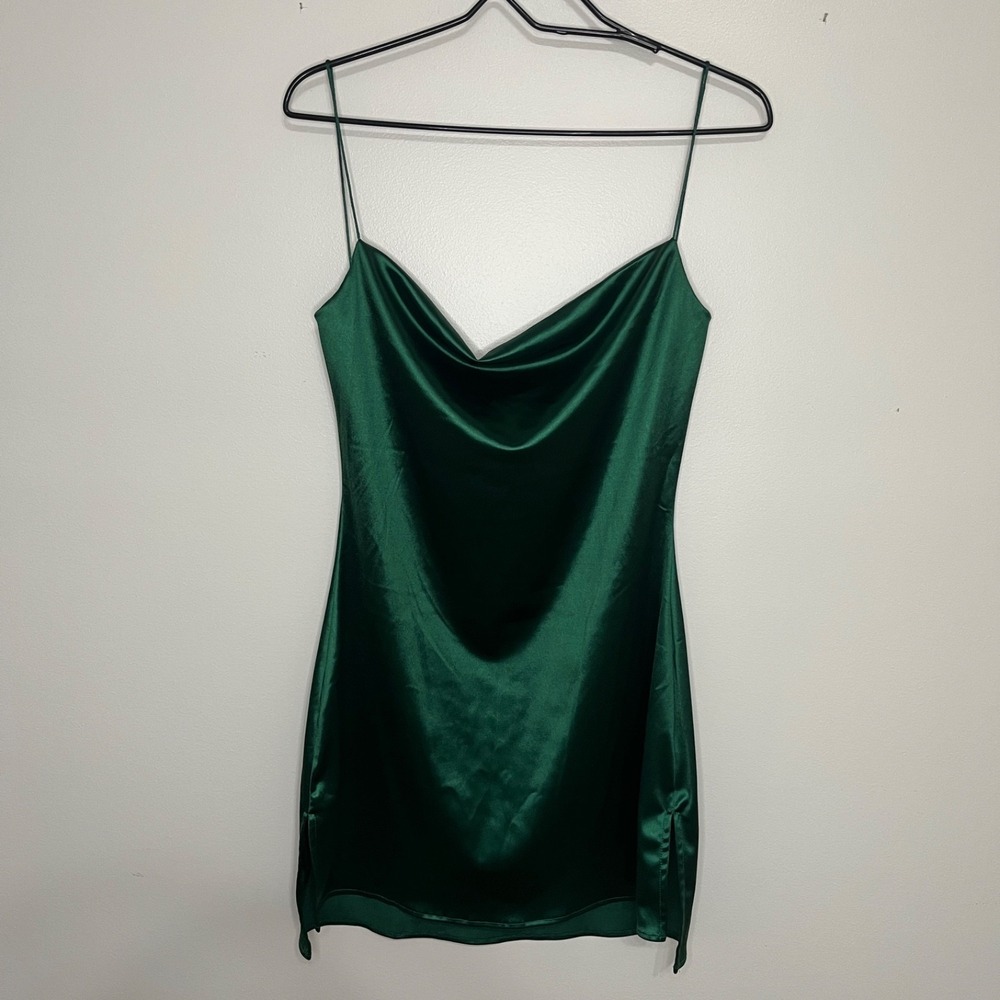 Zaful Satin Sleeveless Spaghetti Strap Dress Women"s L Sexy Mini